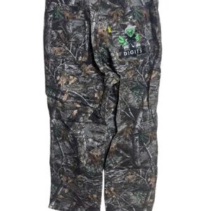 NWOT Digit brand camo cargo pants featuring a cartoon graphic on the back pocket